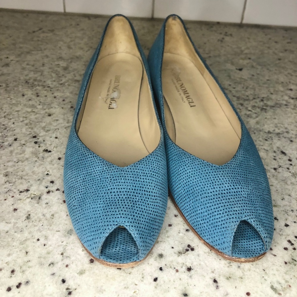 Bruno Magli  Blue Leather Peep Toe - Made in Italy 6.5